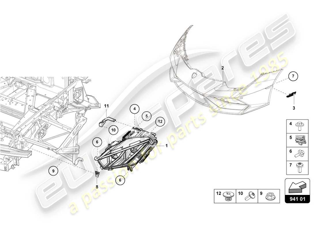 lamborghini 2020 (evo spyder 2wd) led headlight part diagram