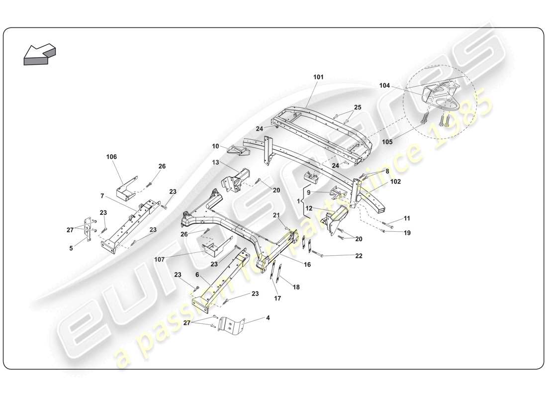 lamborghini super trofeo (2009-2014) chassis element parts diagram