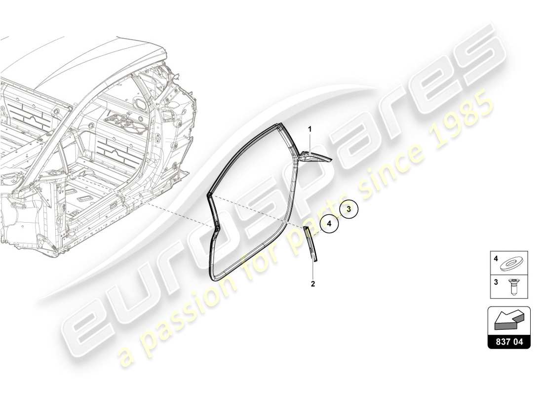 lamborghini evo coupe (2020) door seal part diagram