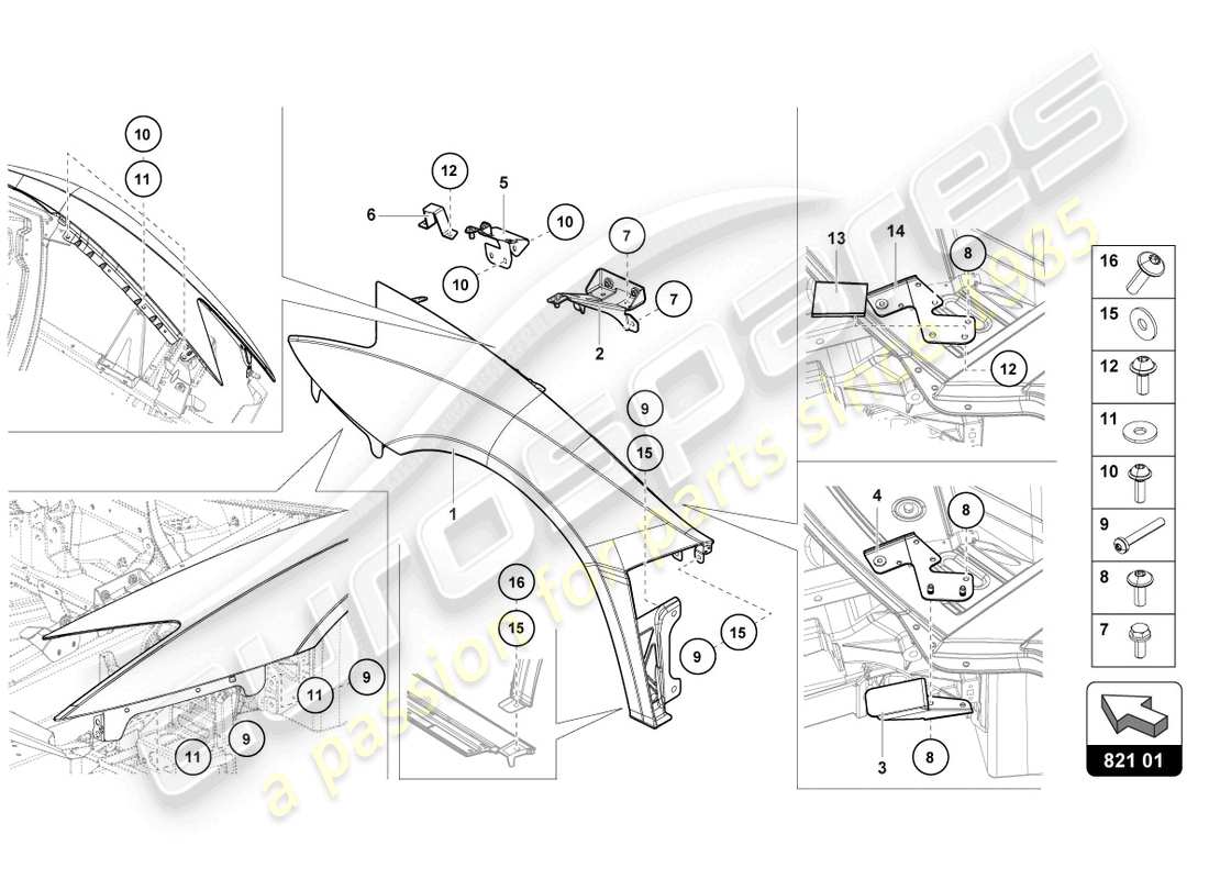 lamborghini lp750-4 sv roadster (2017) wing front parts diagram