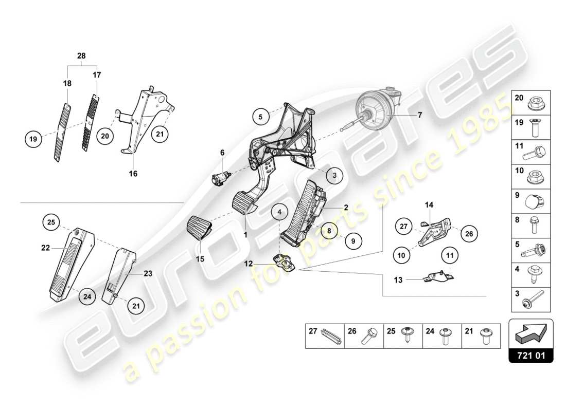 lamborghini 2018 (lp610-4 spyder) brake and accel. lever mech. part diagram