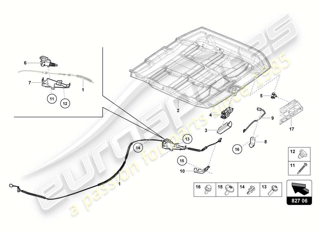 lamborghini lp580-2 spyder (2016) rear lid parts diagram