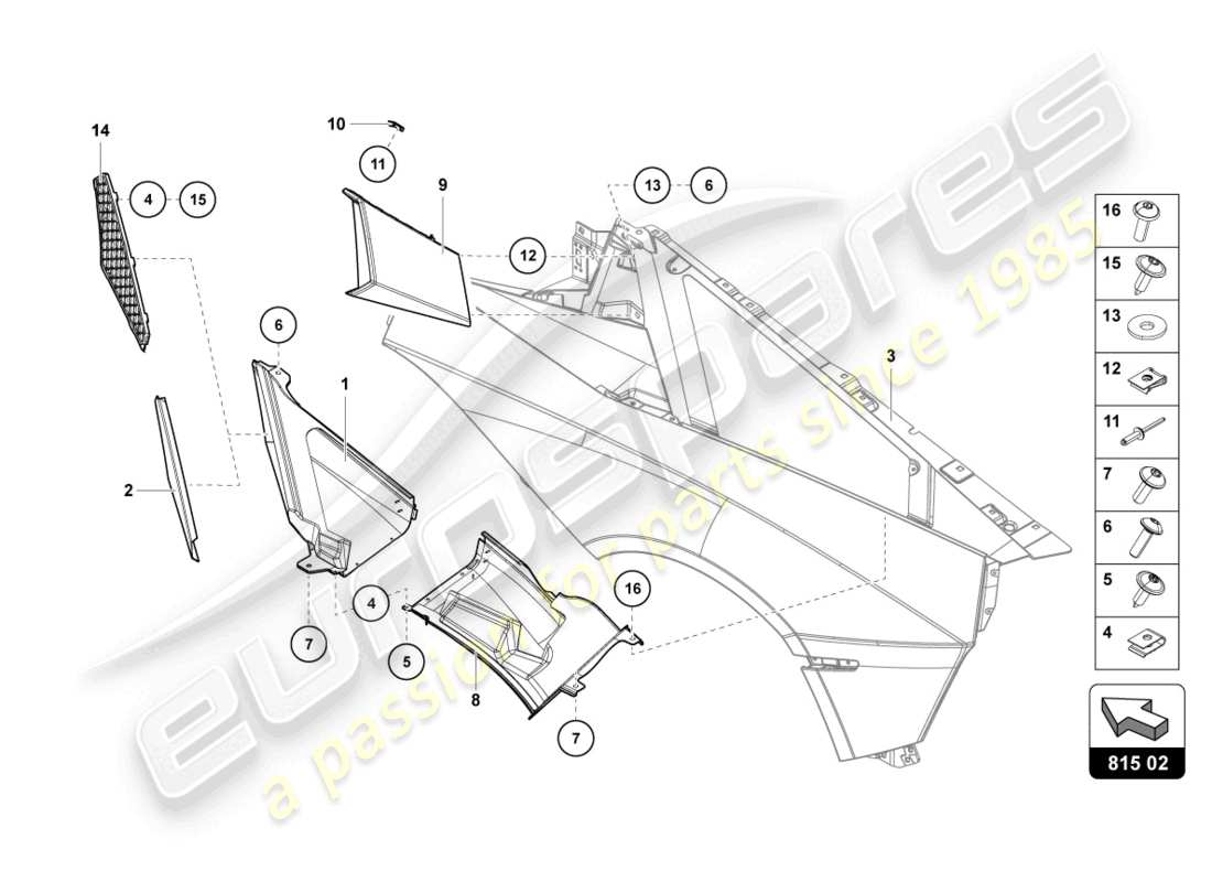 lamborghini lp740-4 s roadster (2020) air intake trim plate part diagram