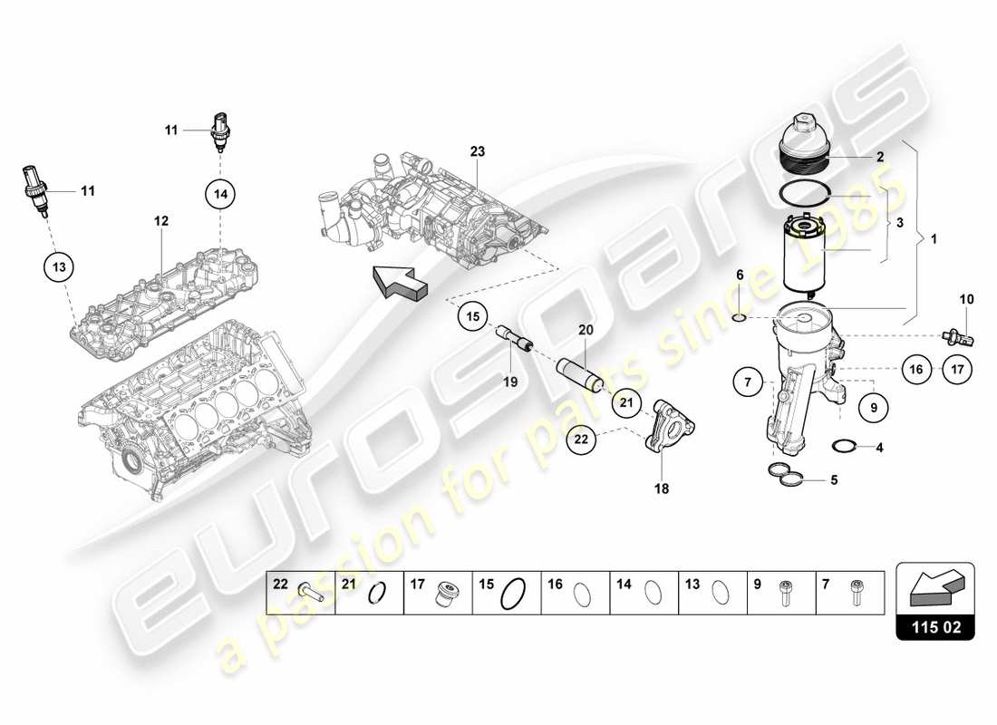 lamborghini performante spyder (2019) oil filter element part diagram