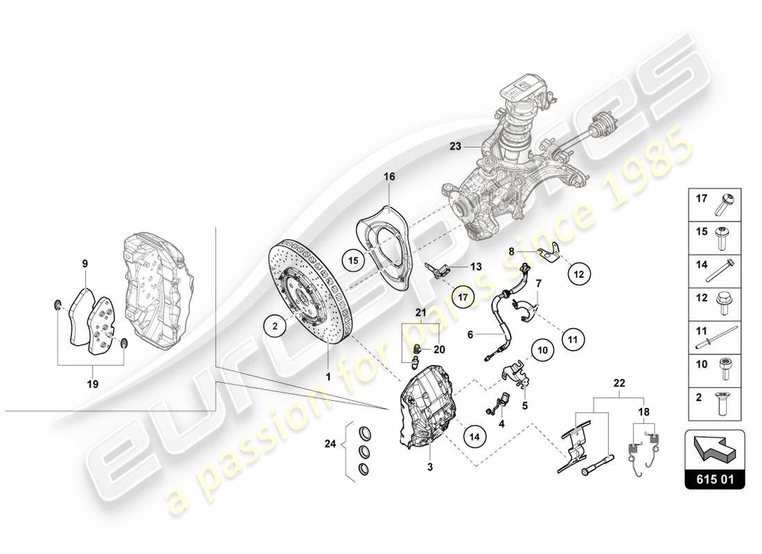 lamborghini lp580-2 spyder (2019) ceramic brake disc front part diagram