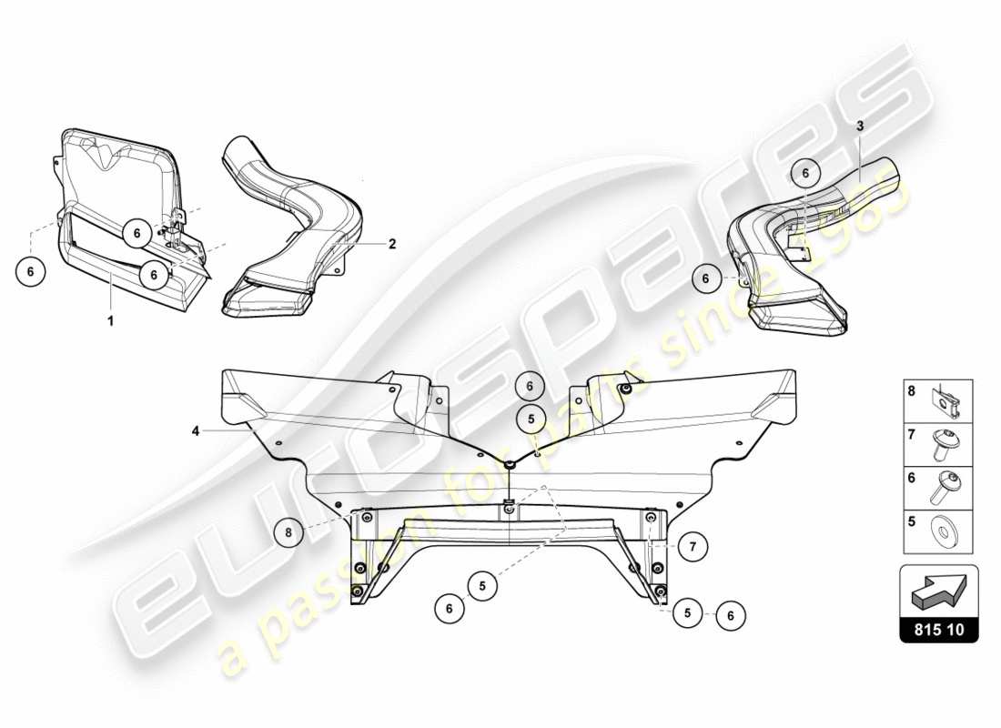lamborghini centenario roadster (2017) air duct cardboard front parts diagram