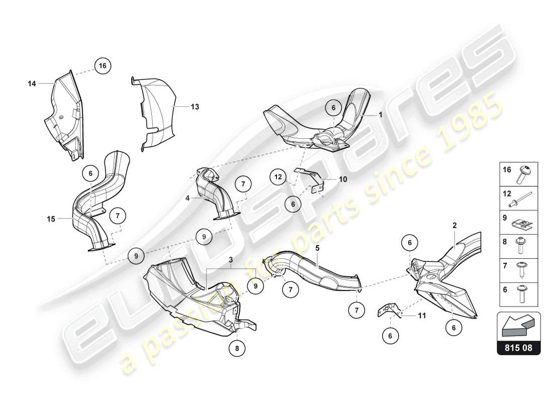 lamborghini lp740-4 s coupe (2018) air duct cardboard parts diagram