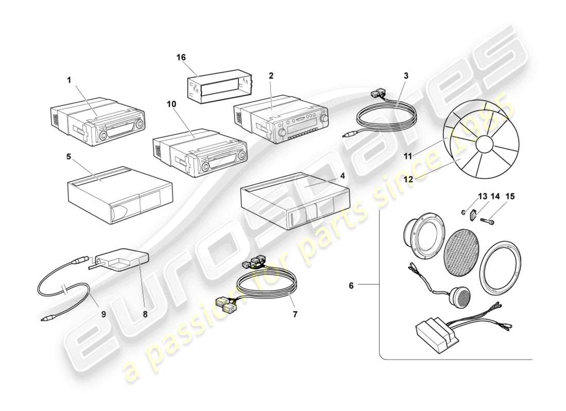 lamborghini murcielago coupe (2005) electrical parts for audio system part diagram