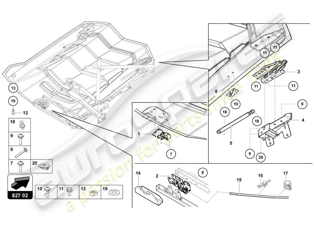 lamborghini 2014 (lp720-4 coupe 50) engine cover with insp. cover part diagram