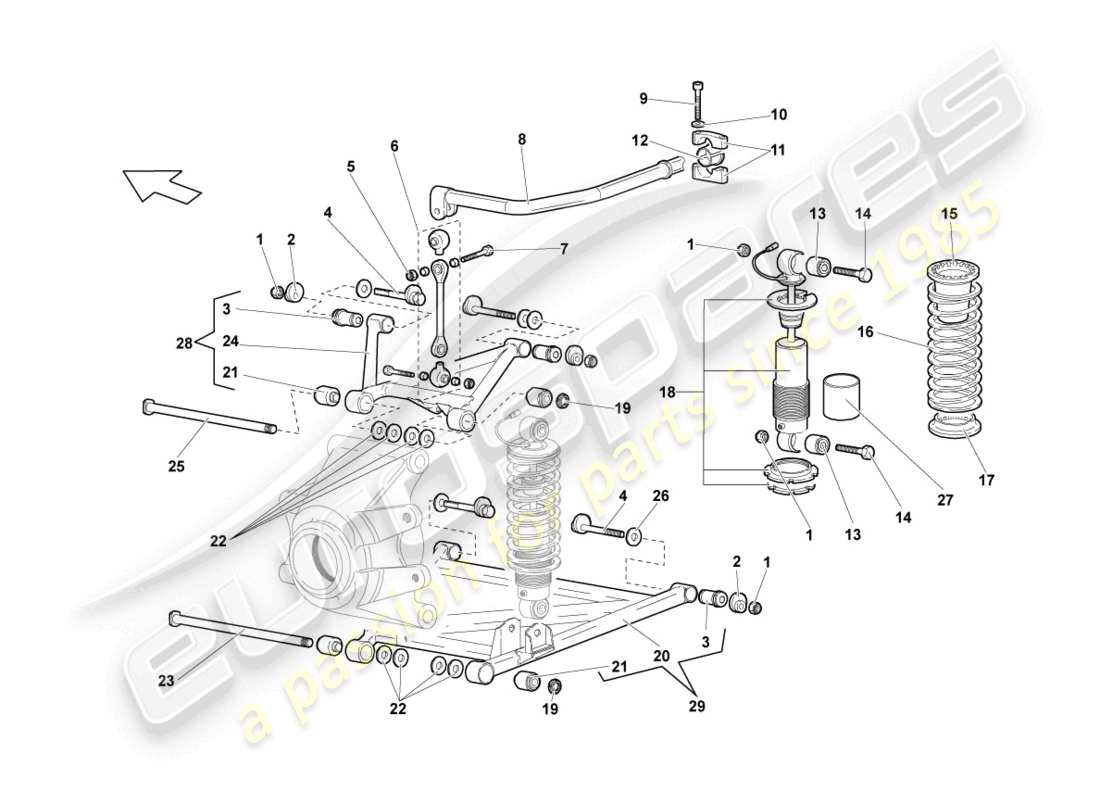 lamborghini murcielago coupe (2005) rear axle part diagram