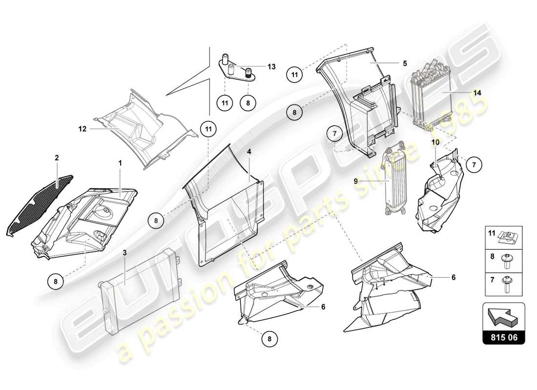 lamborghini lp740-4 s roadster (2020) air duct cardboard part diagram