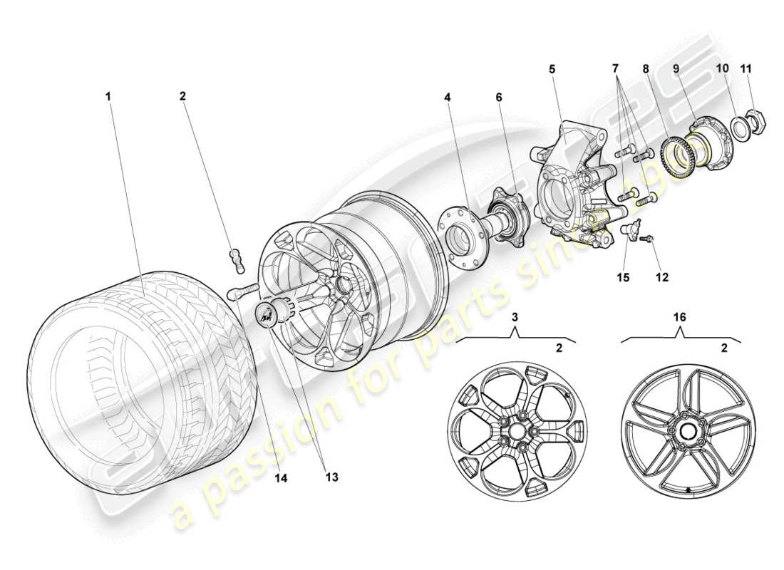 lamborghini murcielago coupe (2005) wheel bearing housing rear part diagram