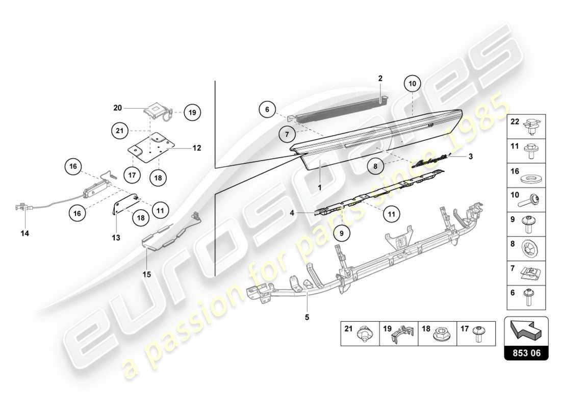 lamborghini 2019 (lp580-2 spyder) rear panel upper part part diagram