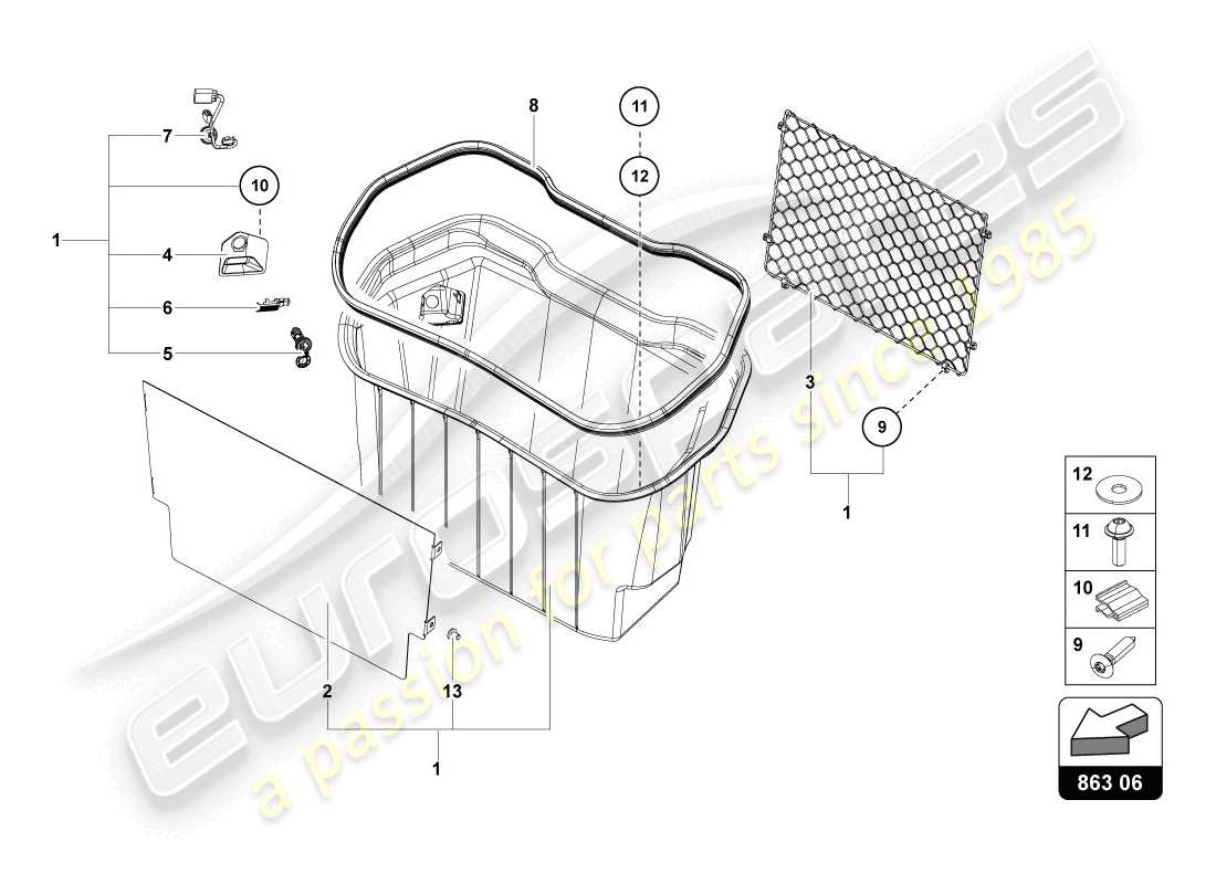 lamborghini lp720-4 coupe 50 (2014) luggage boot trims parts diagram