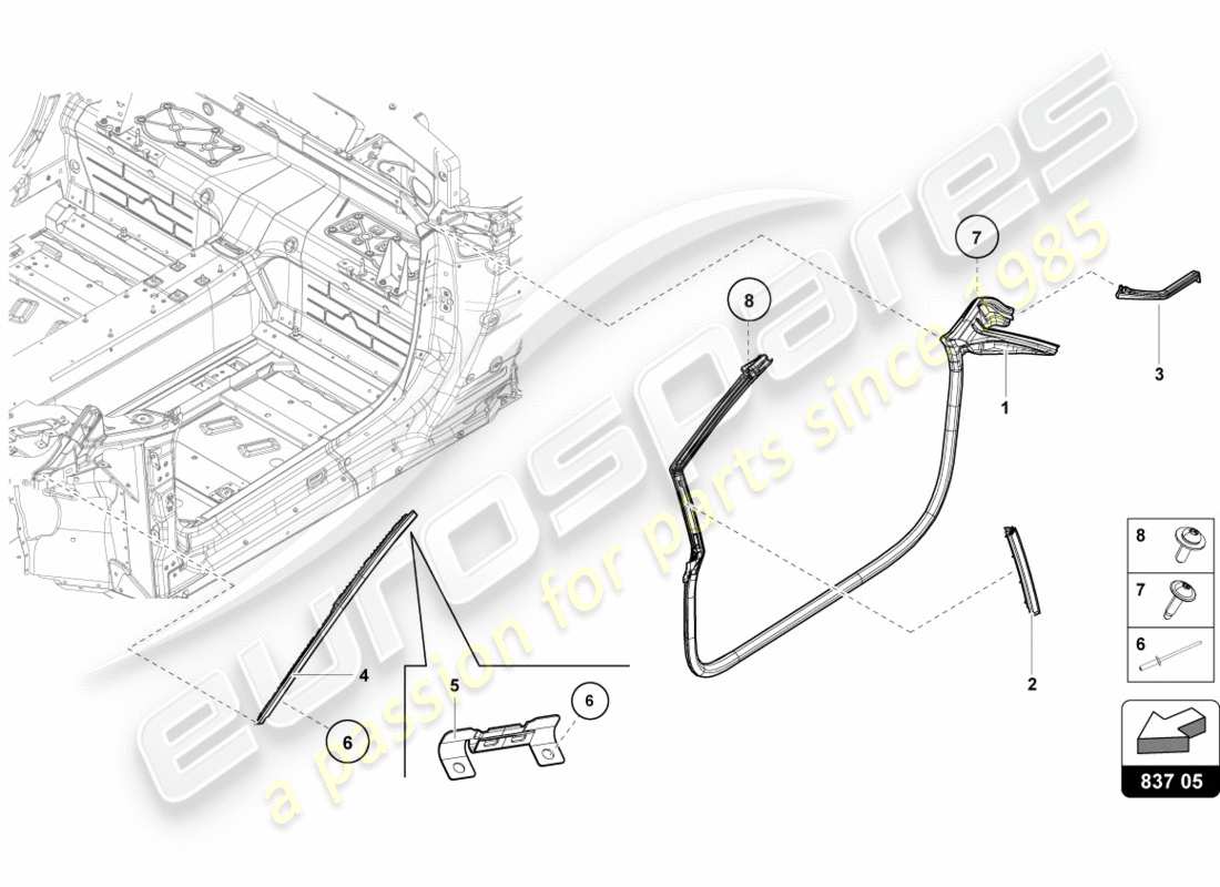 lamborghini lp580-2 spyder (2019) gaskets front doors part diagram