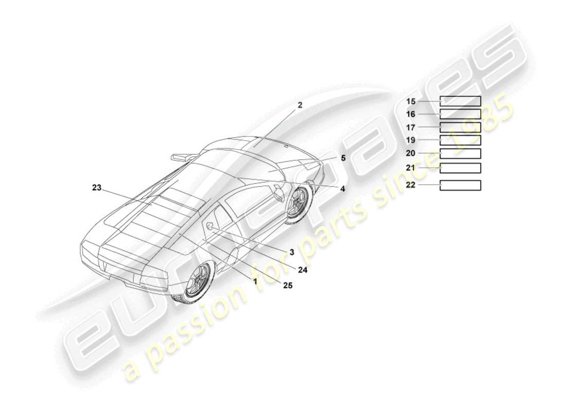 lamborghini murcielago coupe (2002) type plates part diagram