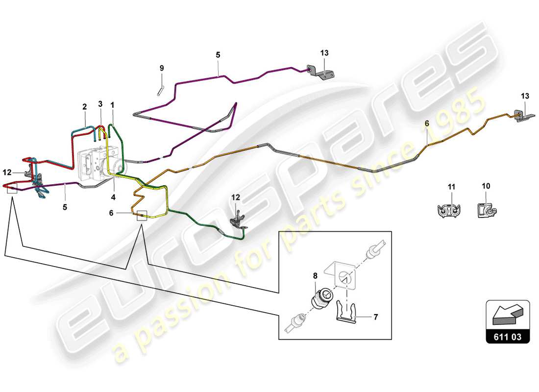 lamborghini 2014 (lp720-4 coupe 50) brake servo, pipes and vacuum system part diagram