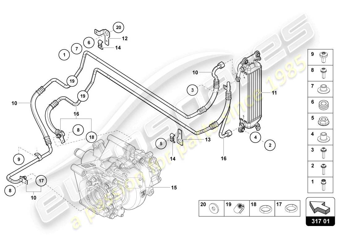 lamborghini lp720-4 coupe 50 (2014) oil cooler parts diagram