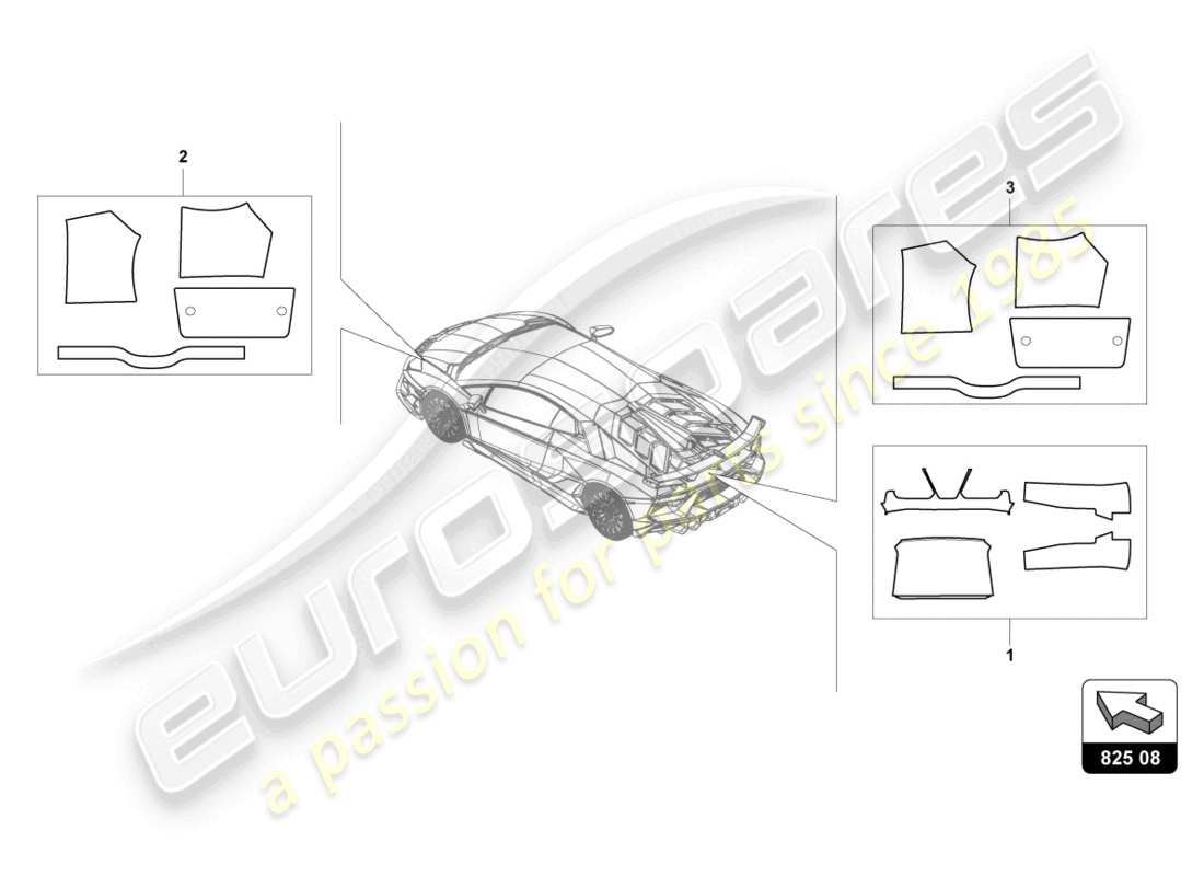 lamborghini 2021 (lp770-4 svj roadster) heat shield part diagram