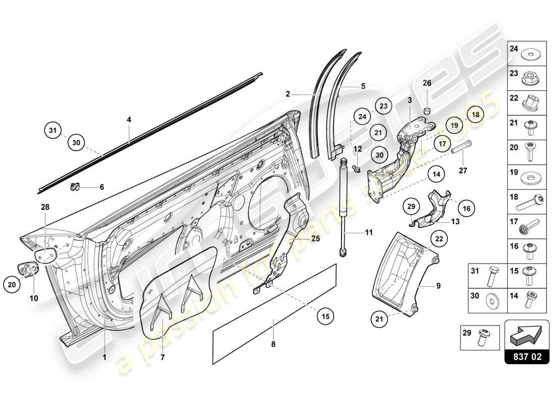 lamborghini lp720-4 coupe 50 (2014) driver and passenger door parts diagram