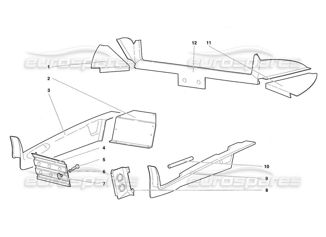 lamborghini diablo sv (1997) passenger compartment trims part diagram