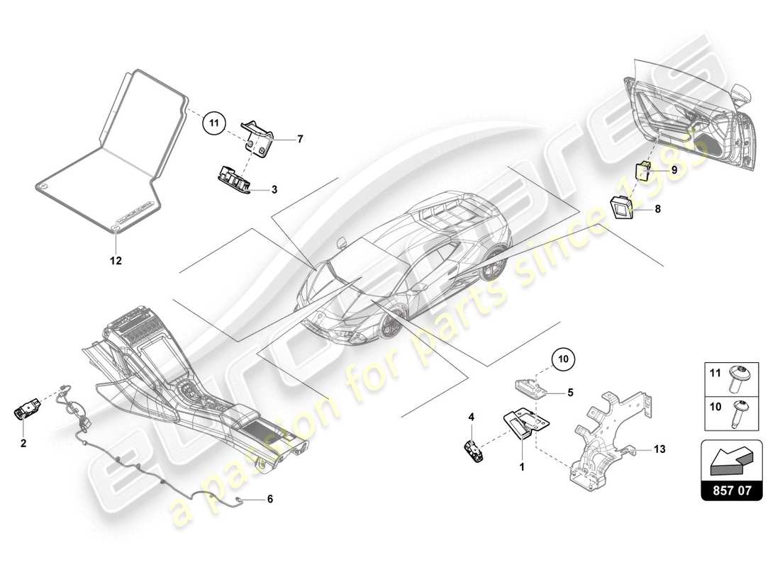 lamborghini 2020 (evo coupe) single parts for interior and reading light part diagram