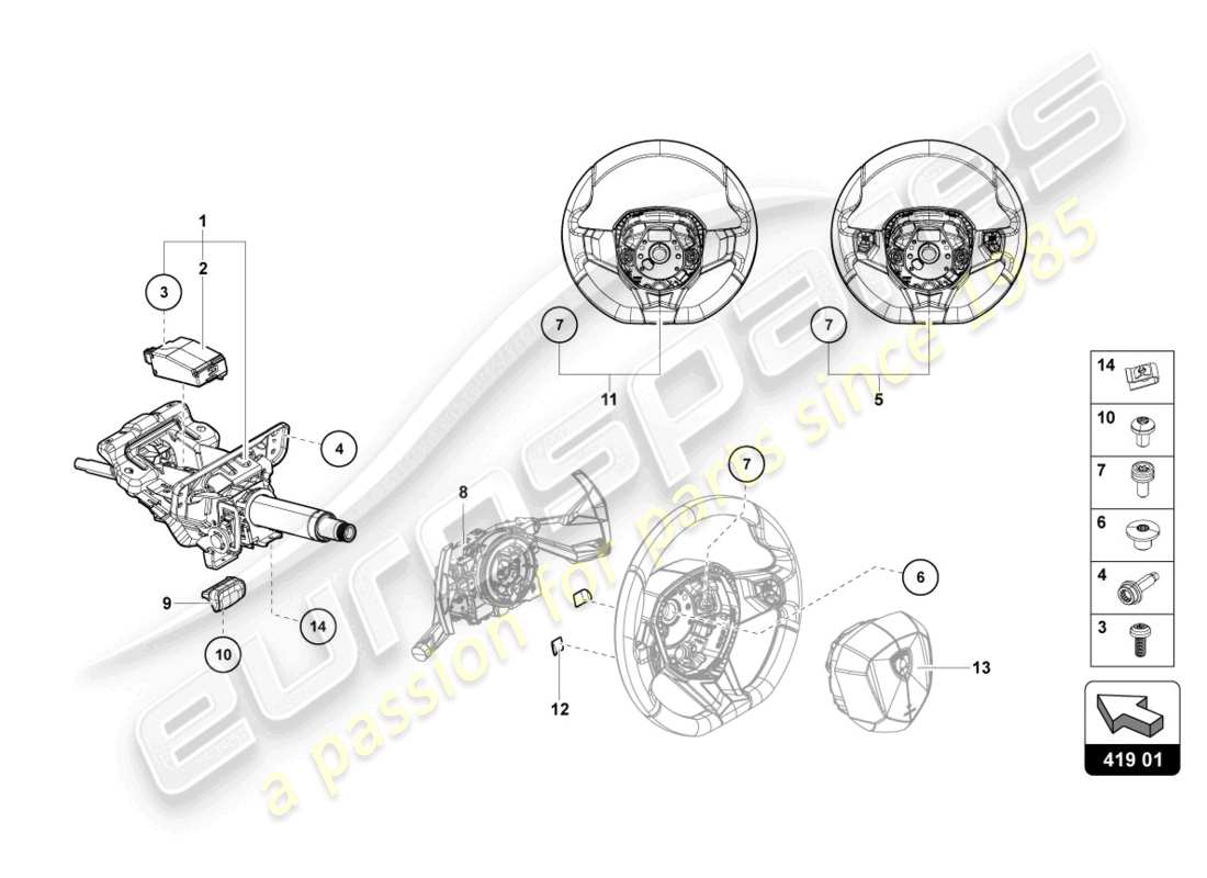 lamborghini lp750-4 sv coupe (2017) steering system part diagram