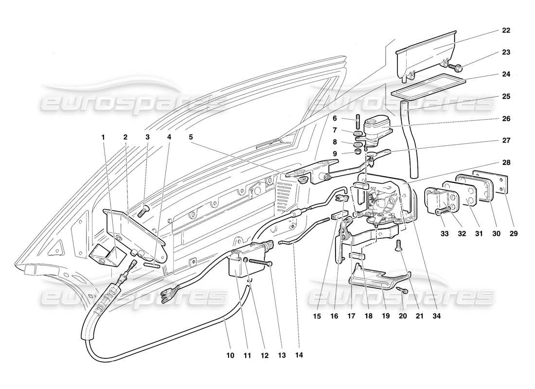 lamborghini diablo sv (1997) doors part diagram