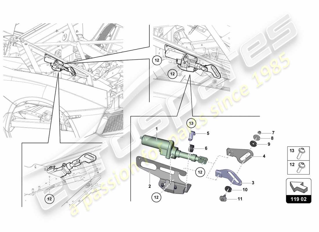lamborghini lp700-4 coupe (2012) motor for wind deflector parts diagram