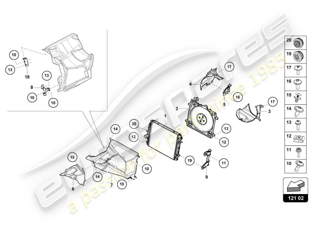 lamborghini 2017 (lp610-4 coupe) cooler for coolant part diagram