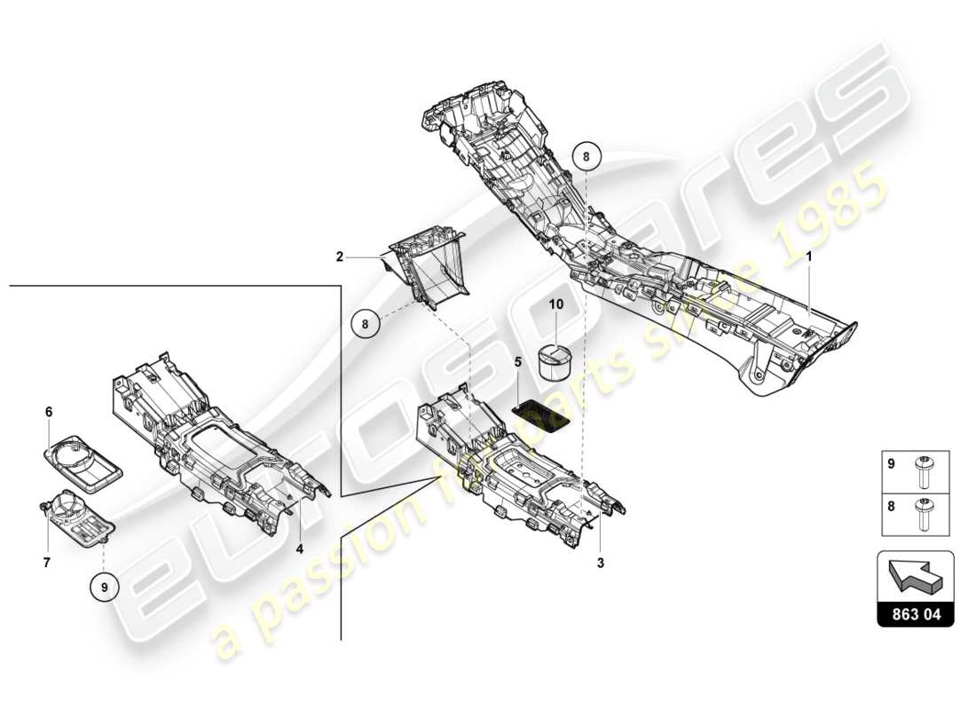 lamborghini lp610-4 avio (2017) tunnel parts diagram