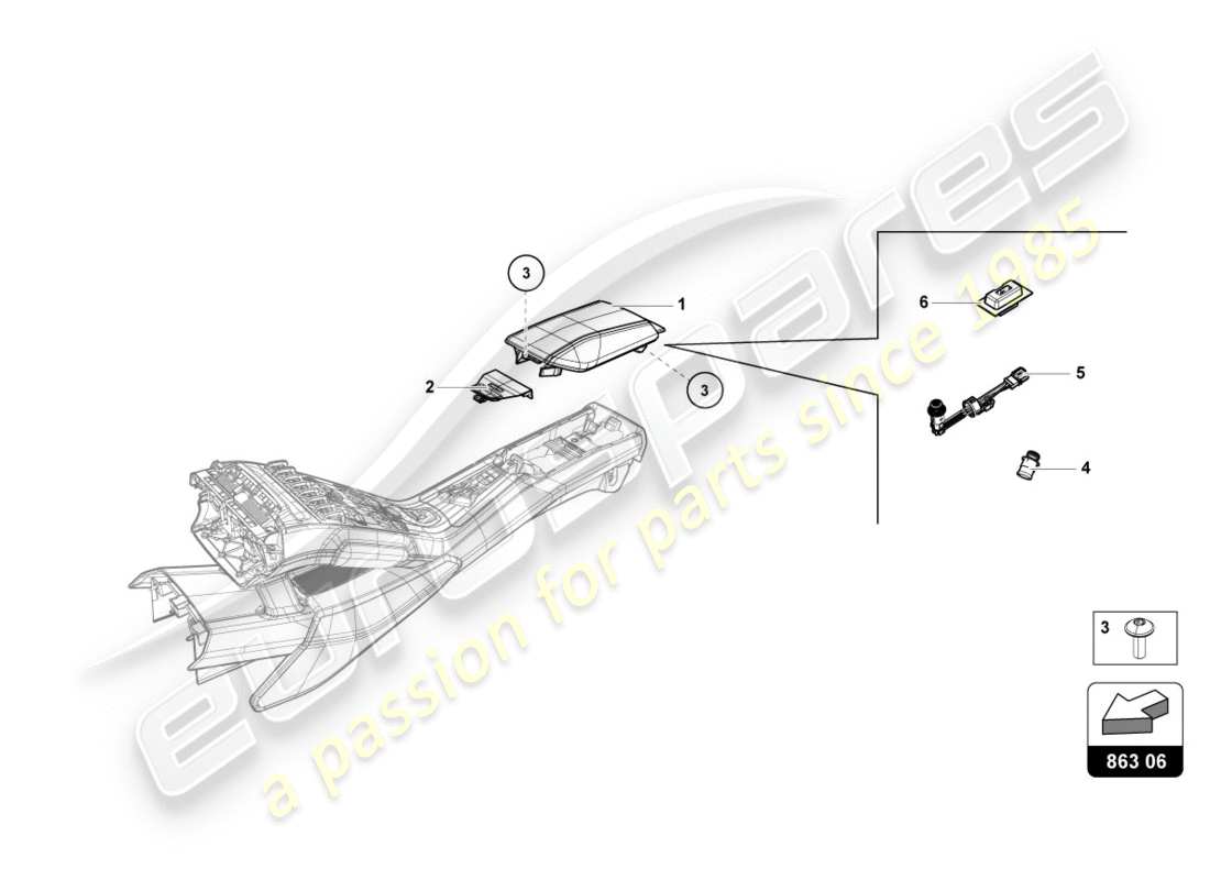 lamborghini lp580-2 coupe (2017) stowage compartment part diagram