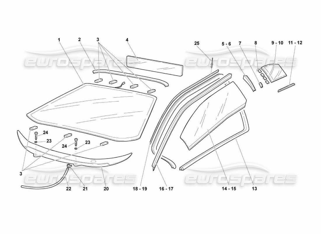 lamborghini murcielago lp670 windows parts diagram