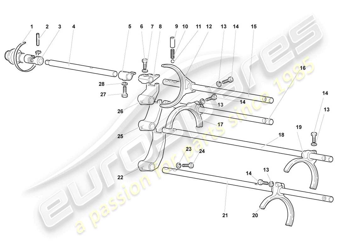 lamborghini murcielago coupe (2005) selector mechanism part diagram