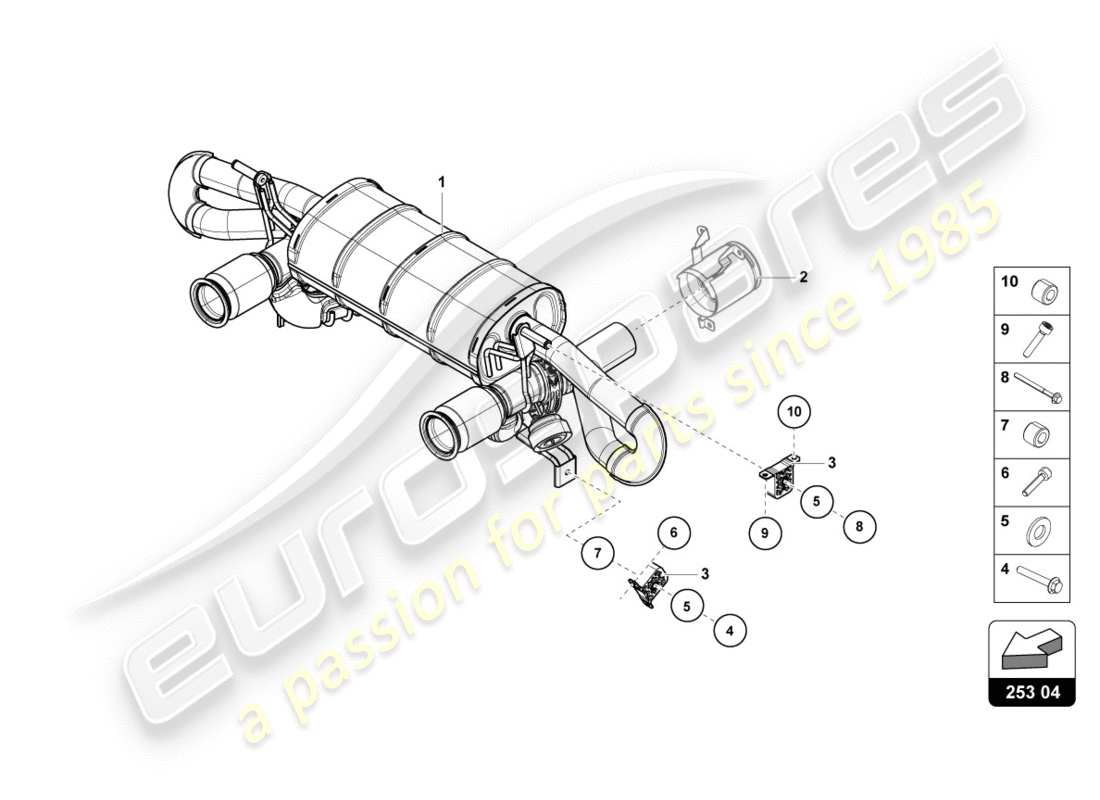 lamborghini performante spyder (2019) silencer part diagram