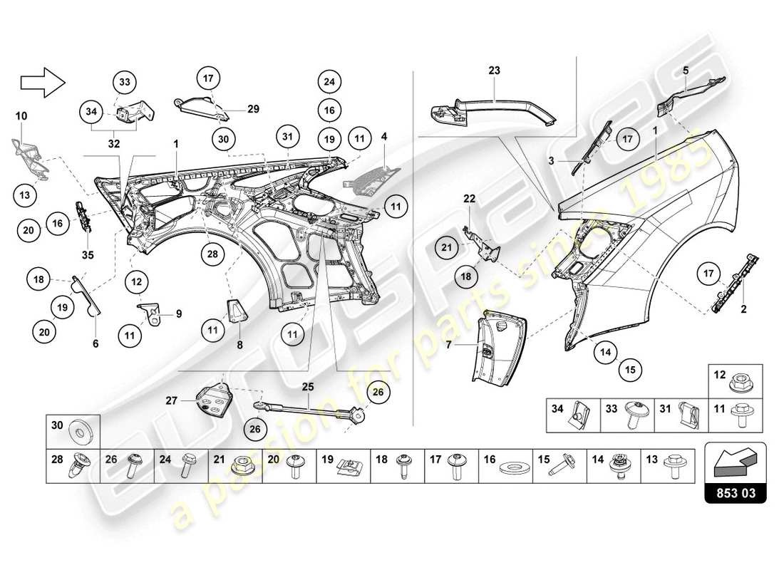 lamborghini 2020 (evo coupe) wing part diagram