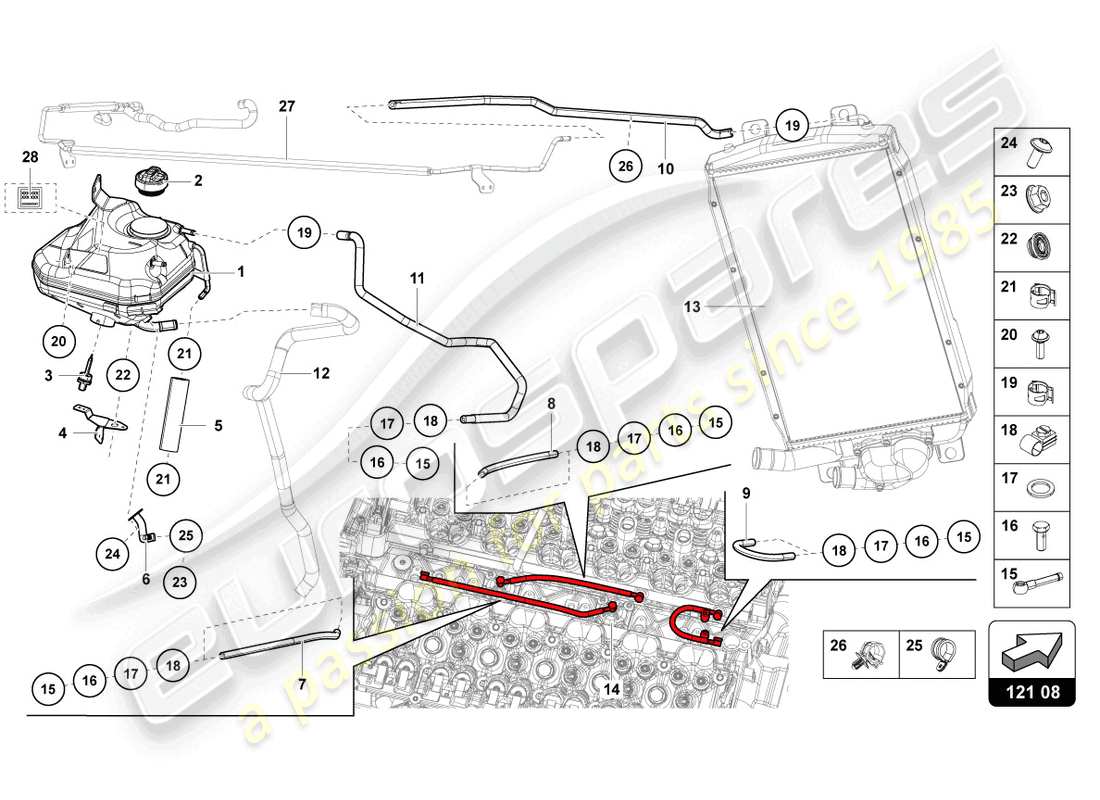 lamborghini 2021 (lp770-4 svj coupe) fluid tank with coolant level indicator part diagram
