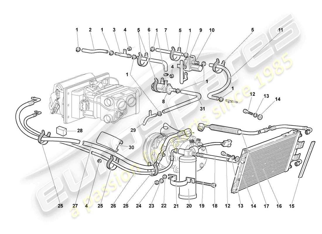 lamborghini murcielago roadster (2005) a/c condenser part diagram