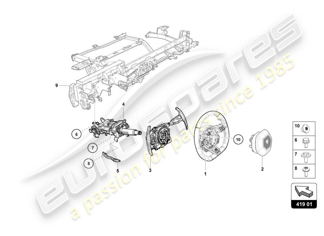lamborghini 2017 (lp580-2 coupe) steering system part diagram