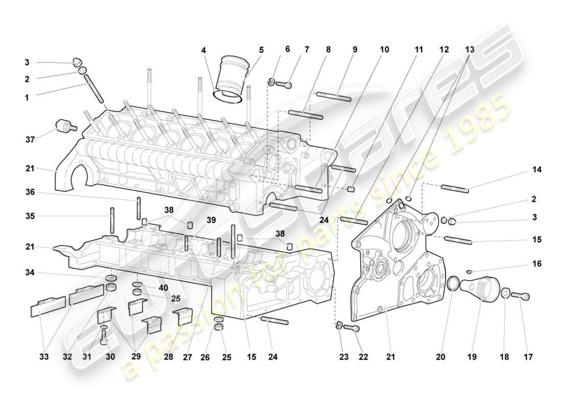 lamborghini murcielago coupe (2002) crankcase housing part diagram