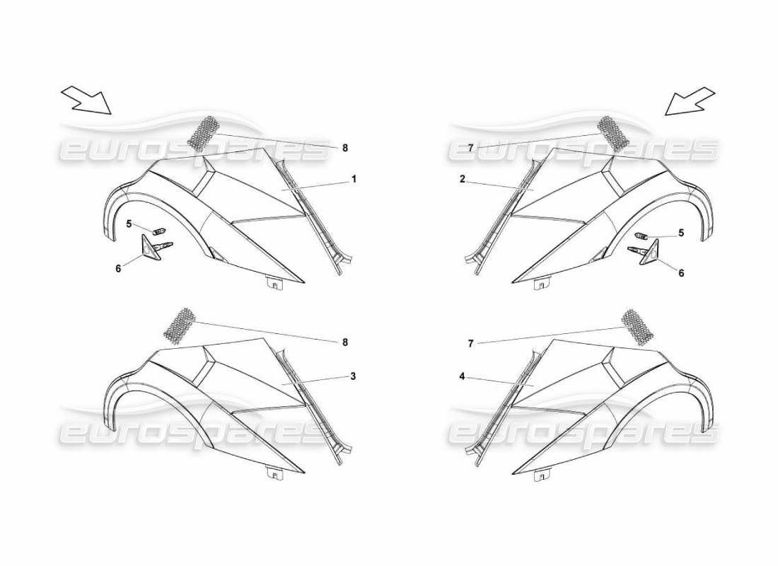 lamborghini murcielago lp670 front fender parts diagram