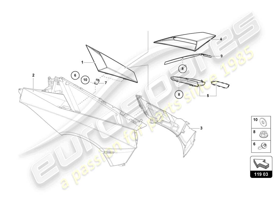 lamborghini 2021 (lp770-4 svj coupe) air intake trim plate part diagram