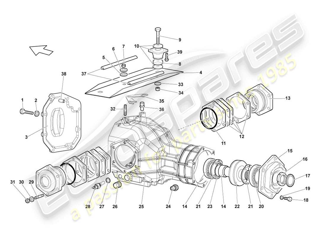 lamborghini murcielago coupe (2002) housing for differential part diagram