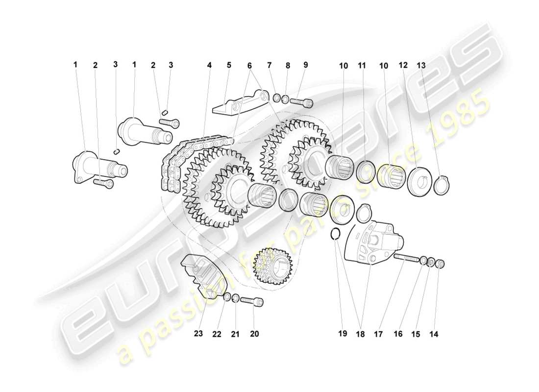 lamborghini murcielago coupe (2002) timing chain part diagram