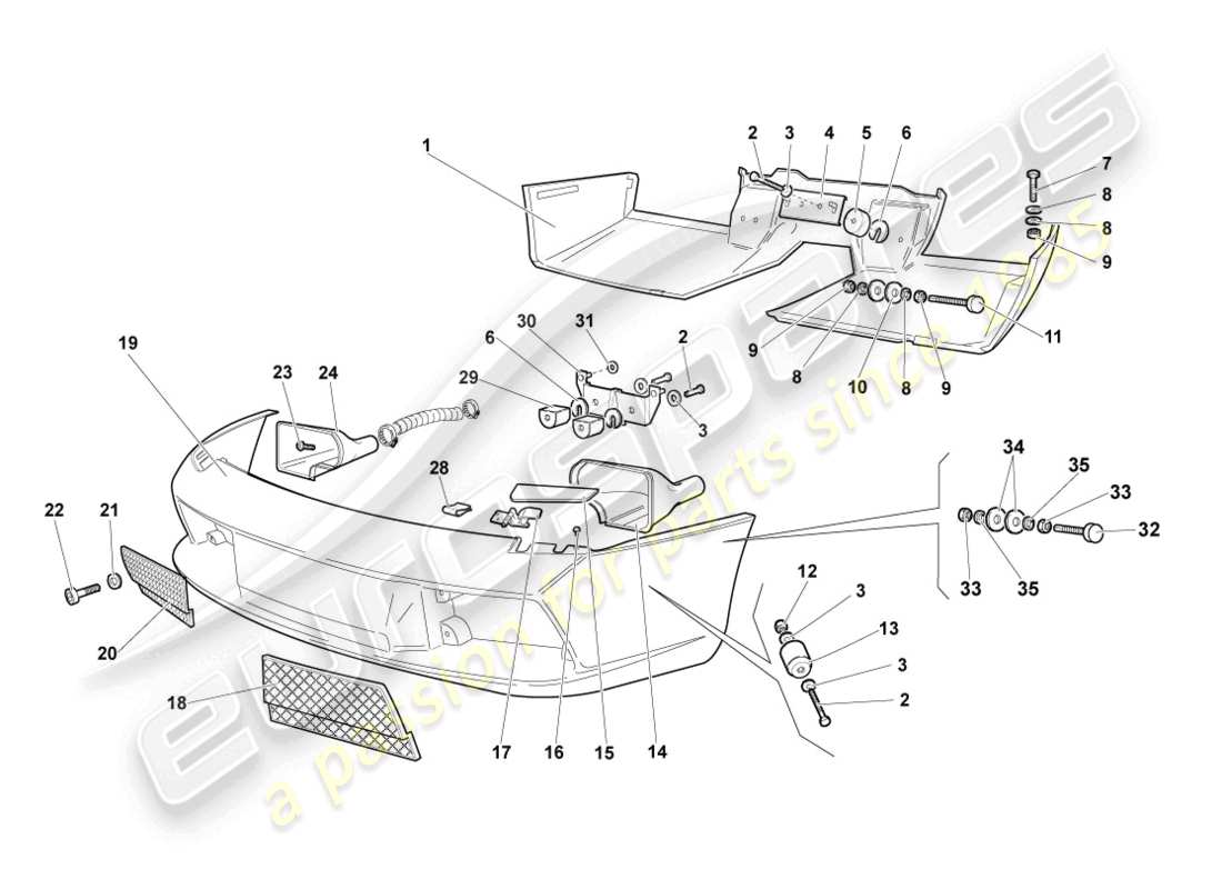 lamborghini murcielago coupe (2002) bumper front and rear part diagram