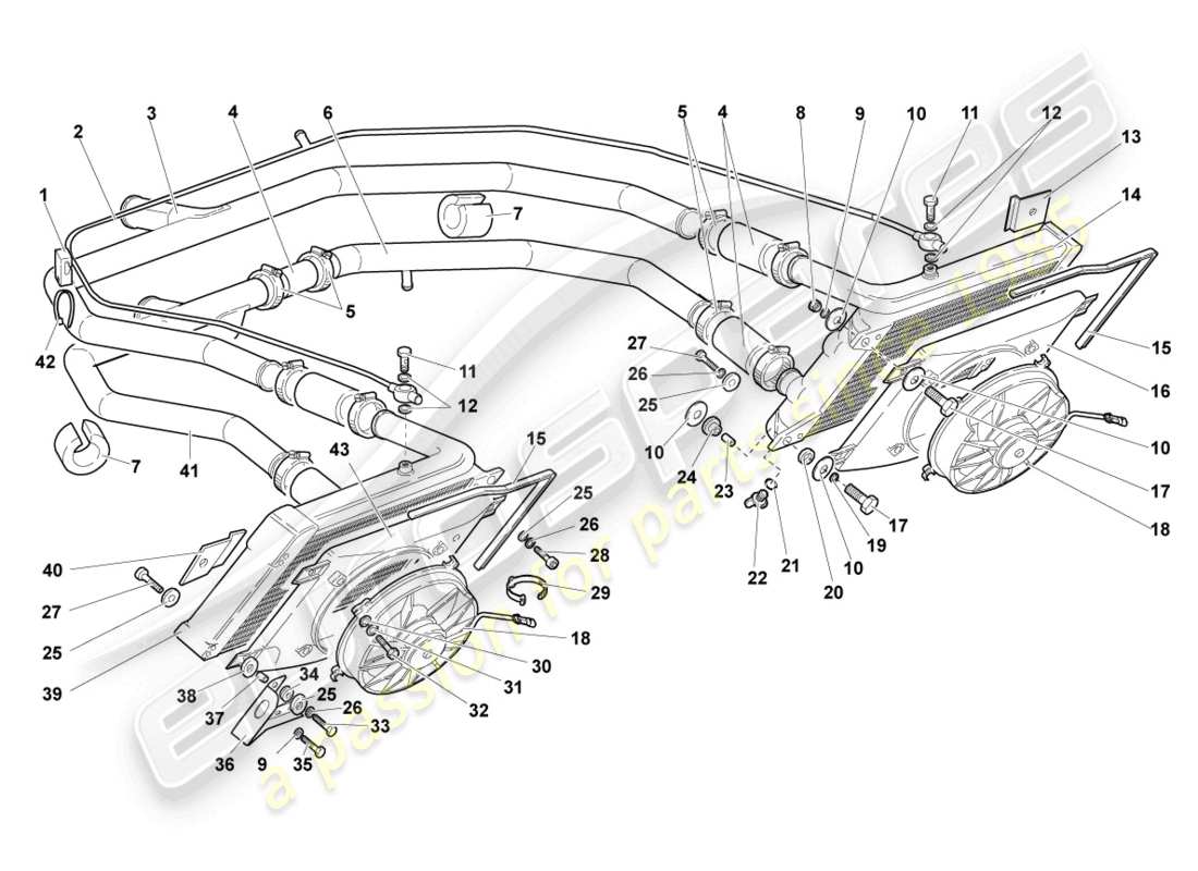 lamborghini murcielago coupe (2005) cooler for coolant part diagram