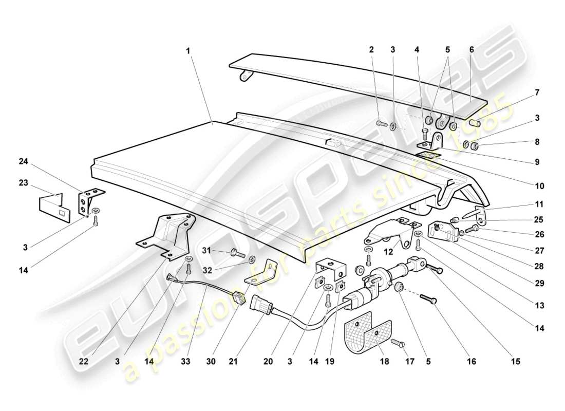 lamborghini murcielago coupe (2005) rear lid parts diagram