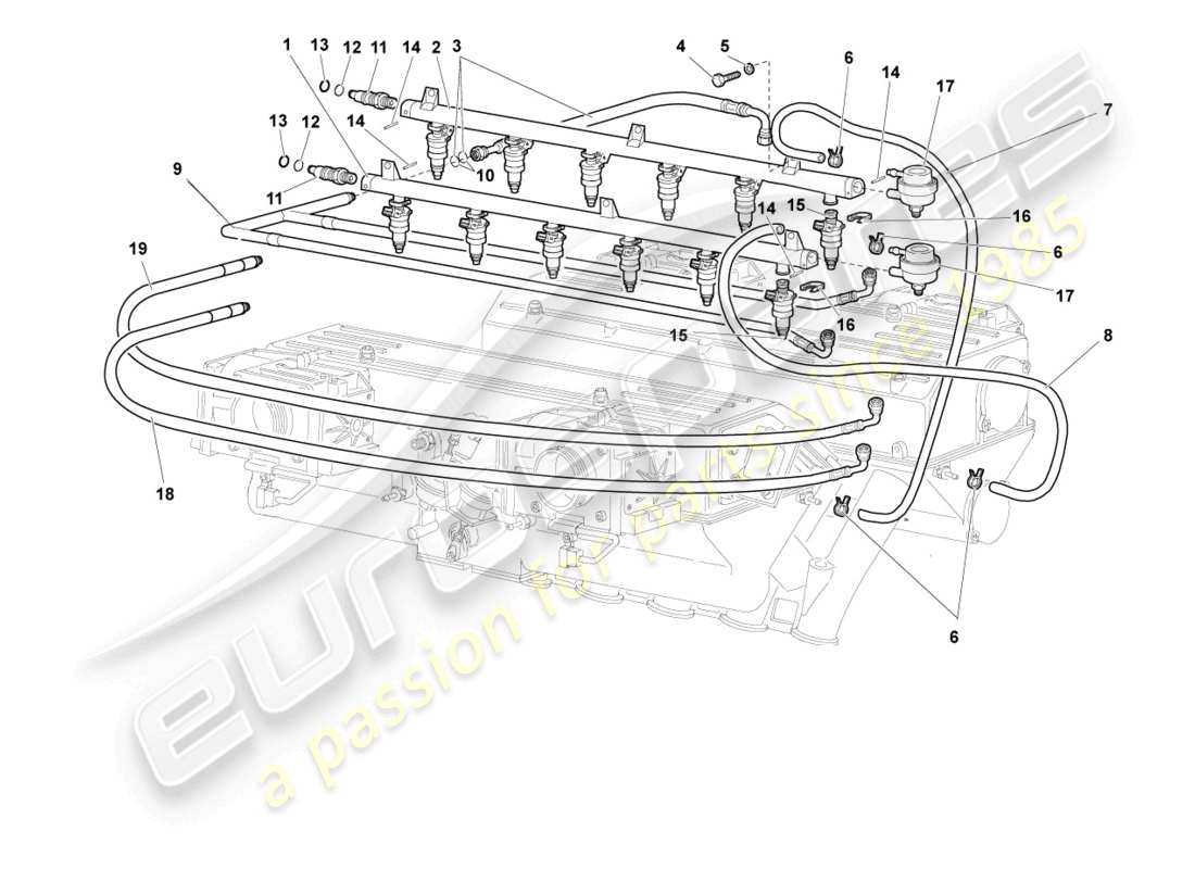 lamborghini murcielago coupe (2005) intake system part diagram