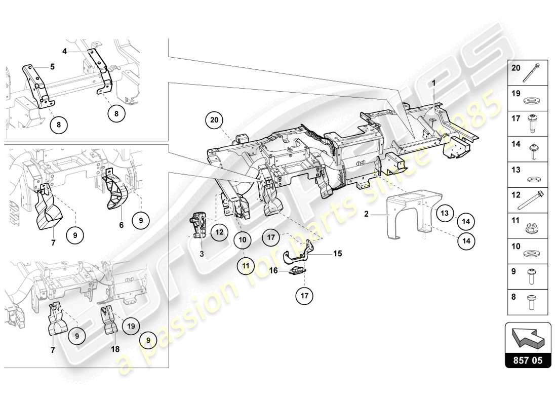 lamborghini lp720-4 coupe 50 (2014) cross member parts diagram