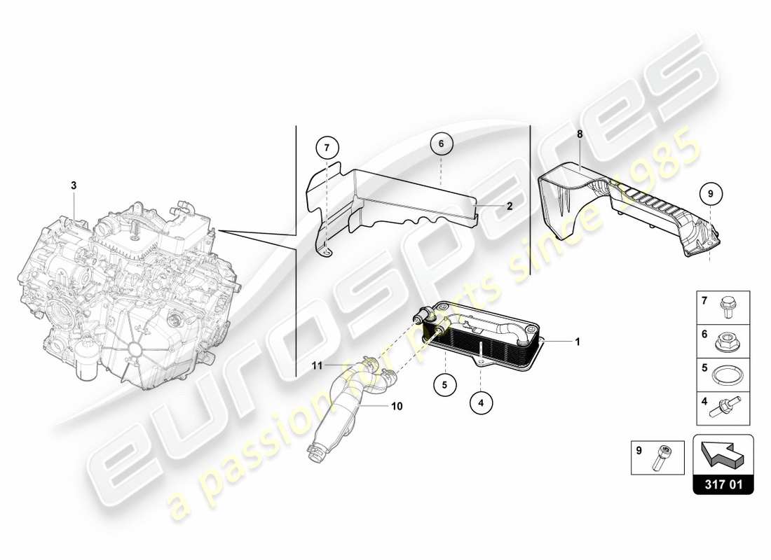 lamborghini 2018 (lp580-2 spyder) gear oil cooler part diagram